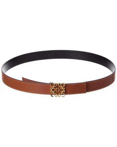 Loewe Dnu Inv Dnu Inv  Logo Leather Belt In Brown