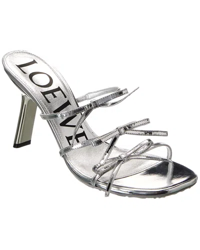 Loewe Dnu Inv  Petal Leather Sandal In Silver