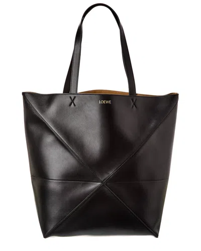 Loewe Puzzle Fold Xl Leather Tote In Black