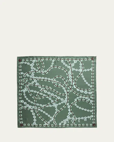 Loewe Donut Chain Printed Silk Scarf With Detachable Pebble