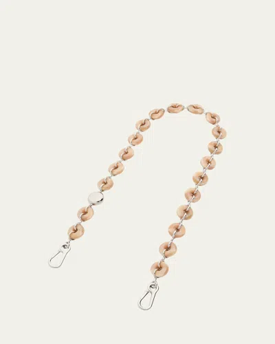Loewe Donut Chain Shoulder Strap In Acetate And Stainless Steel In Soft Pink/silver