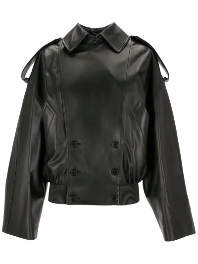 Loewe Double Breasted Balloon Jacket In Black