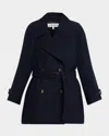 Loewe Double-breasted Belted Wool Twill Coat In Blue