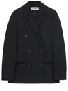 LOEWE DOUBLE-BREASTED BLACK JACKET IN WOOL AND MOHAIR BLEND FOR WOMEN