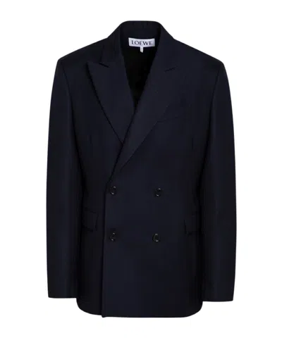 Loewe Double-breasted Blazer In Black