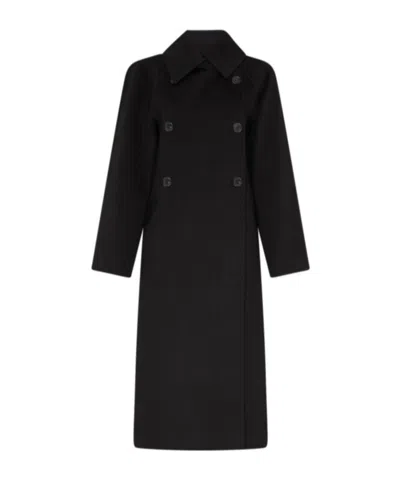 Loewe Double-breasted Coat In Black