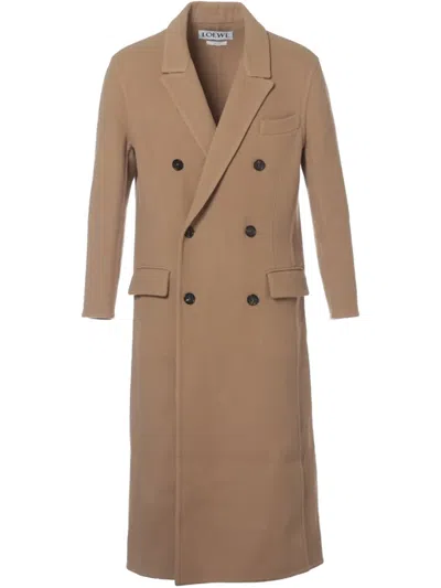 Pre-owned Loewe Double-breasted Coat In Neutrals