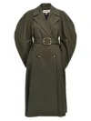 Loewe Double-breasted Drill Trench Coat In Green