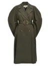 Loewe Double-breasted Drill Trench Coat In Green