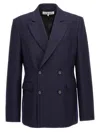 Loewe Unstructured Double-breasted Wool-blend Blazer In Blue