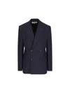 Loewe Unstructured Double-breasted Wool-blend Blazer In Navy Melange