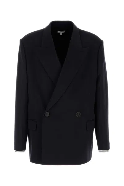 Loewe Wool Blend Blazer Double Breasted Design In Black