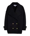 Loewe Double-breasted Wool Peacoat With Notched Collar In Black