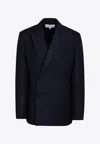 Loewe Navy Blue Double-breasted Jacket In Wool Men In Blue