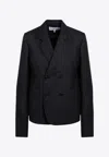 Loewe Grey Wool Double-breasted Jacket Women In Gray