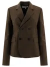 Loewe Double-breasted Wool Blazer Notched Lapels In Brown