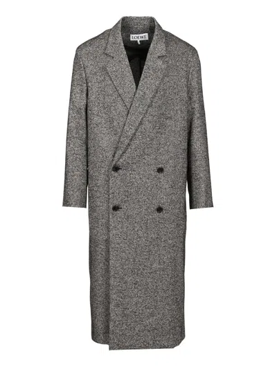Loewe Double-breasted Wool Blend Coat Coats Grey