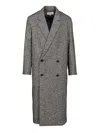 Loewe Double-breasted Wool Blend Coat Coats Grey In Gray