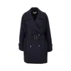 Loewe Double-breasted Wool Coat With Belt In Black