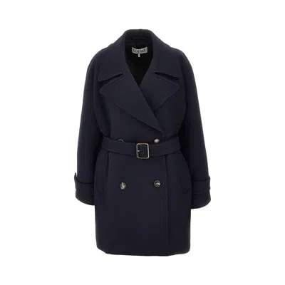 LOEWE DOUBLE-BREASTED WOOL COAT WITH BELT