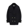 Loewe Double-breasted Wool Peacoat With Notched Collar In Black