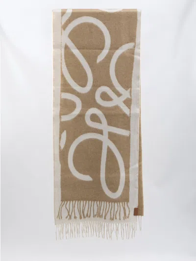 Loewe Double-faced Wool And Cashmere Scarf In White