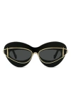 Loewe Double Frame 67mm Oversize Cat Eye Sunglasses In Black