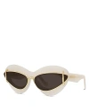 Loewe Double Frame Cat Eye Sunglasses, 67mm In White/brown Solid