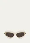 LOEWE DOUBLE FRAME MIXED-MEDIA CAT-EYE SUNGLASSES