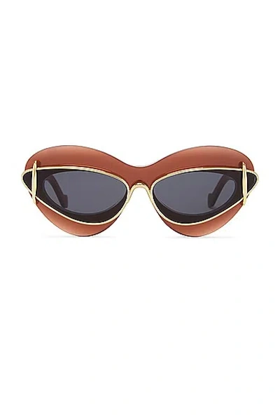 Loewe Double Frame Sunglasses In Shiny Red & Smoke