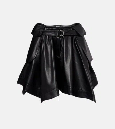 Loewe Double L Belted Leather Miniskirt In Black