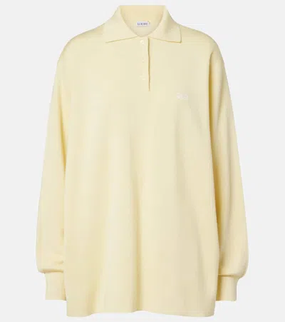 Loewe Double L Cashmere And Silk-blend Polo Sweater In Yellow