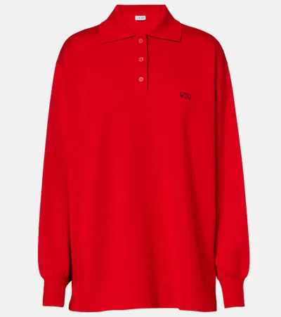 Loewe Double L Cashmere-blend Polo Sweater In Red