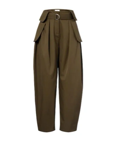 Loewe Double L Cotton And Silk Barrel-leg Pants In Brown