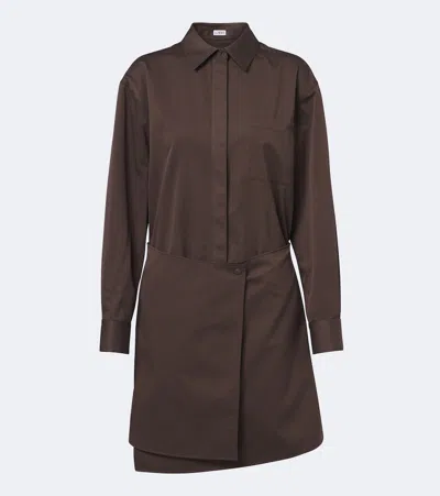 Loewe Gabardine Mini Dress Tailored Silhouette In Brown