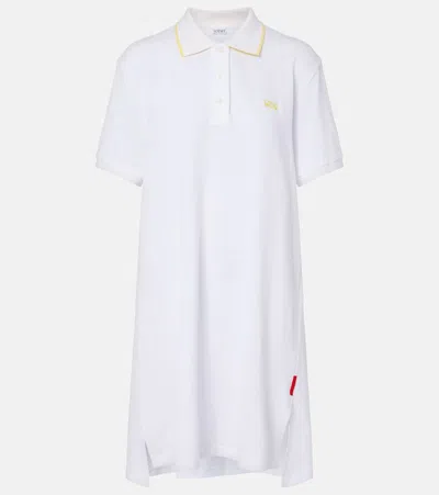 Loewe Double L Cotton Piqué Polo Dress In White