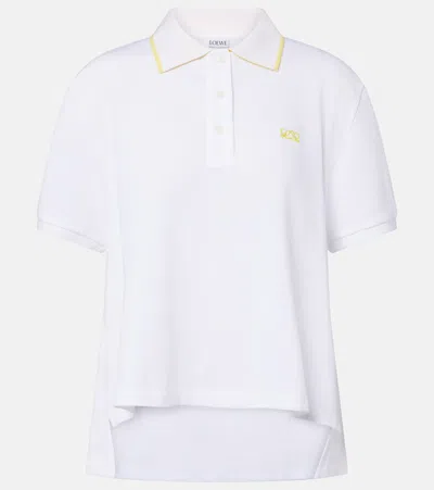Loewe Double L Cotton Piqué Polo Shirt In White