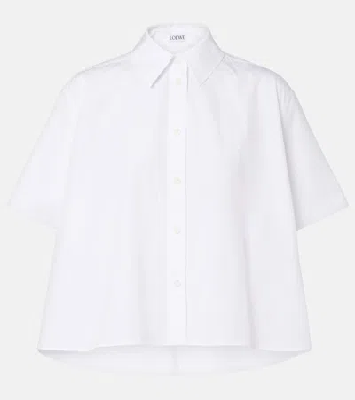 Loewe Logo-embroidered Cotton-poplin Shirt In White