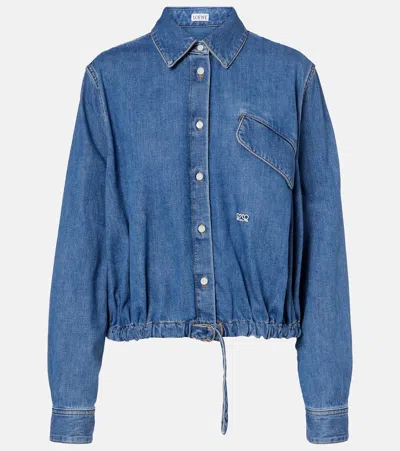 Loewe Denim Belted Balloon Shirt In Blue