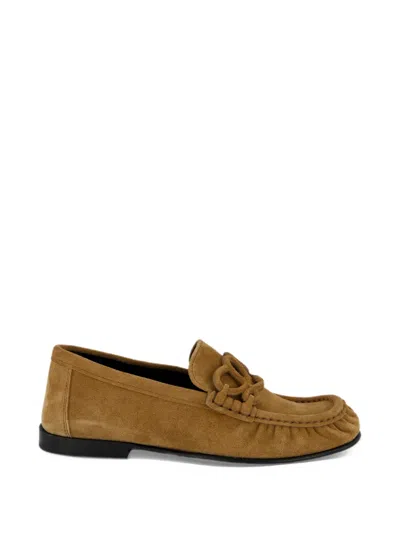 Loewe Double L Loafers In Suede Calfskin In 브라운