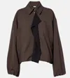 Loewe Viscose Blend Jacket Contrast Panel Pockets In Brown