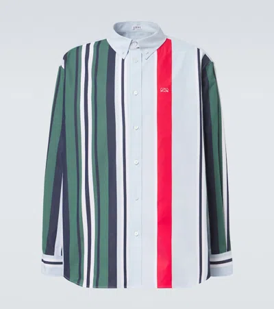 Loewe Anagram-embroidered Striped Cotton-twill Shirt In Multi
