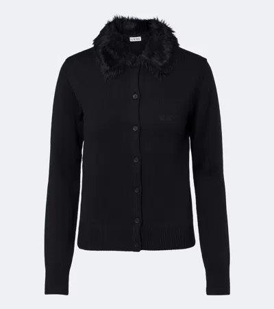 Loewe Double L Wool Cardigan In Black