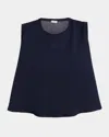 Shop Loewe Double-layer Anagram Sleeveless Wool Sweater In Dark Navy Blue