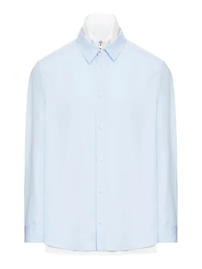 Loewe Double Layer Cotton Shirt In Light Blue