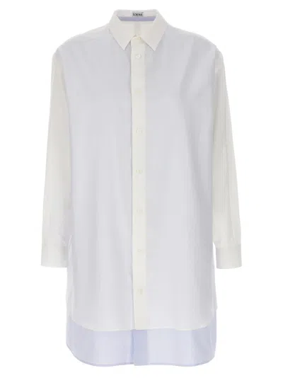 Loewe Women Cotton And Silk Blend Shirt Dress In White
