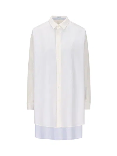 Loewe Women Cotton And Silk Blend Shirt Dress In White