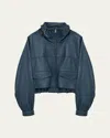 Loewe Double Layered Leather Zip Jacket In Blue