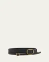 Loewe Double Leather Belt In Black Dark Brown Gold