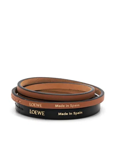 Loewe Double Leather Bracelet In Brown